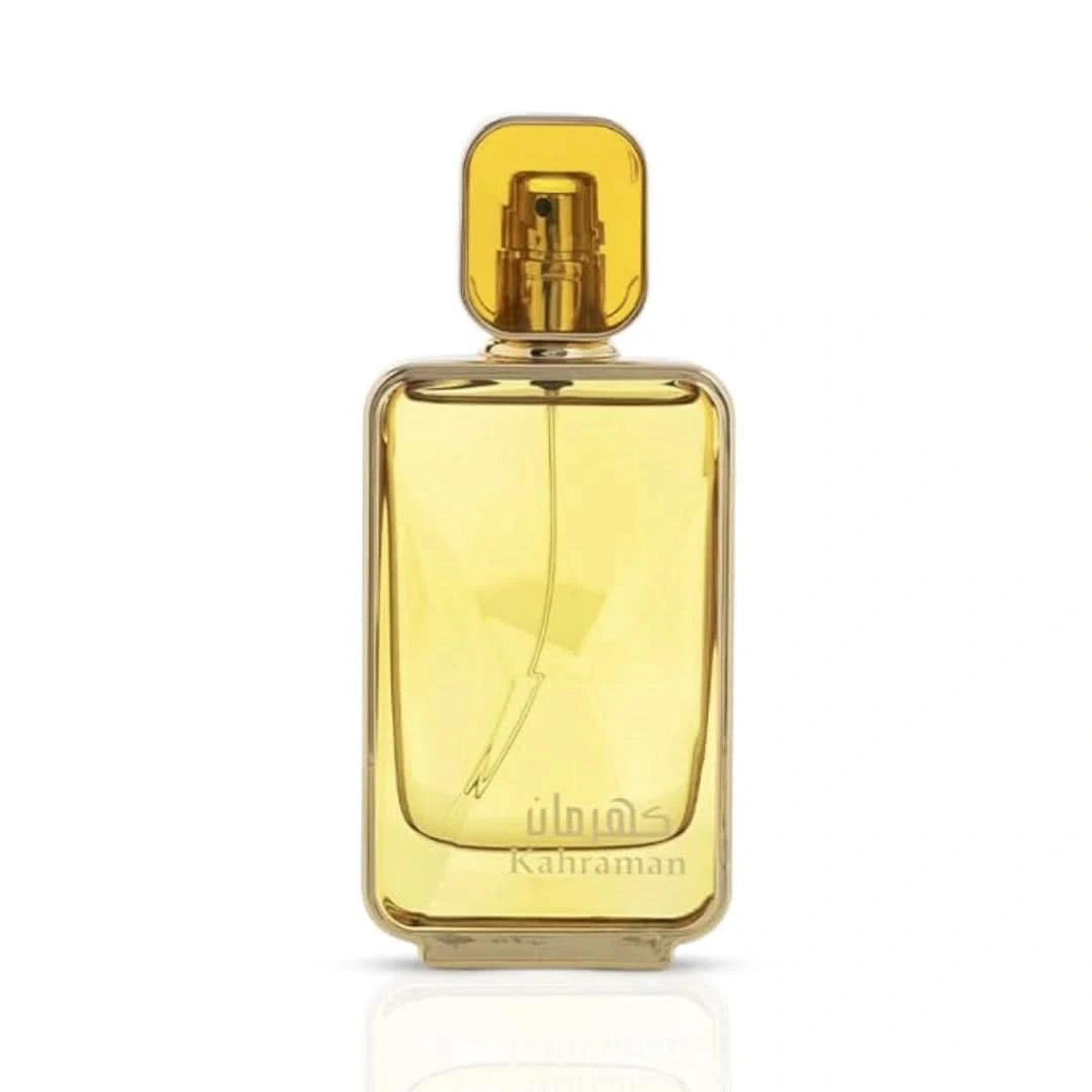 Arabian Oud Kahraman Eau de Parfum spray bottle, 100ml, with elegant design and fragrance details visible.