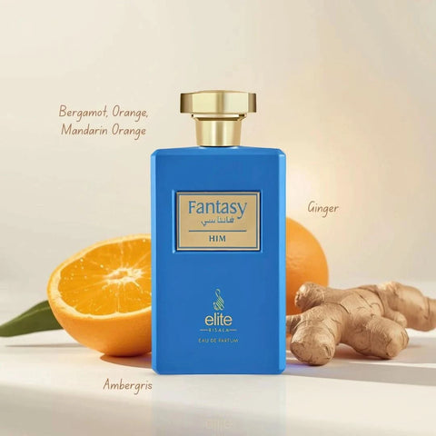 Elite Risala Fantasy For Him Eau de Parfum spray 100ml bottle with sleek design and elegant packaging.