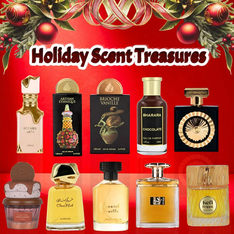 Eclaire, Artisan Ethnique, brioche vanilla, cookie crave & Nebras, Chocomusk & sapnish vanilla by Al Rehab, riqqa by Ard Al Zafaran, bharara chocolate by Bharara & kefi Frappe by Risala- Eau de Parfum Sprays 100ml (3.4 oz)(Bundle)