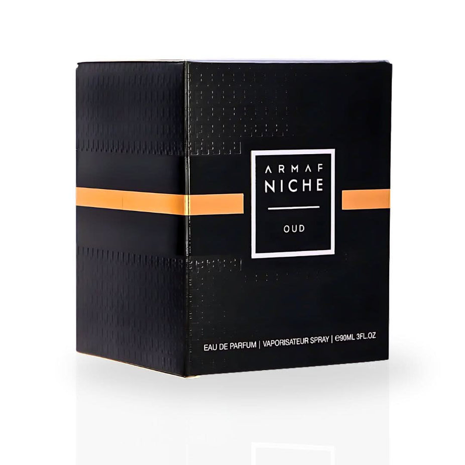 Armaf Niche Oud EDP spray 90ml with luxurious, signature Arabian scent and elegant perfume bottle.