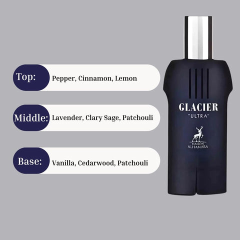 Glacier Ultra Eau De Parfum Spray 100ML (3.4 OZ) by Maison Alhambra | Express Individuality With This Timeless Scent. - Intense Oud