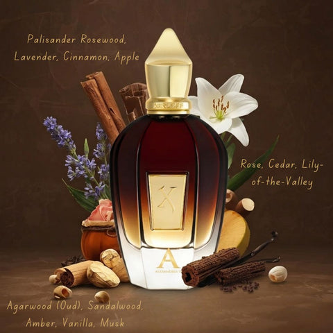 Xerjoff Alexandria II parfum spray bottle, 100ml, with elegant design and luxurious branding on the label.