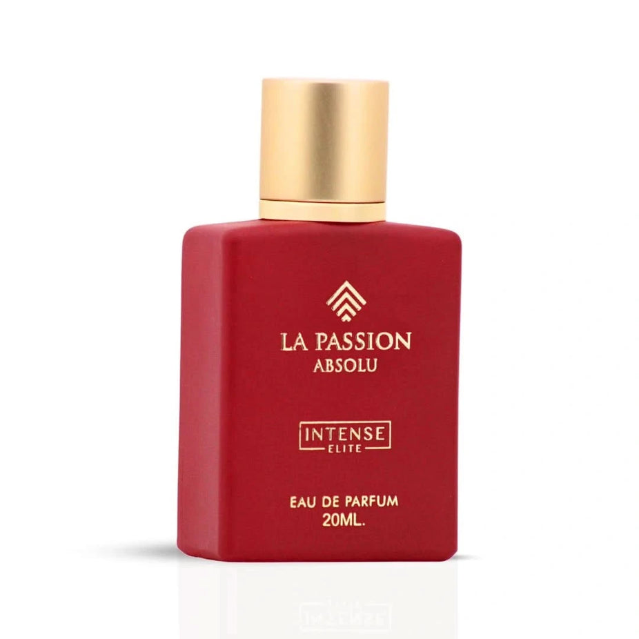 Intense Elite La Passion Absolu Women Eau de Parfum spray bottle, 20ml, with elegant pink and gold packaging.