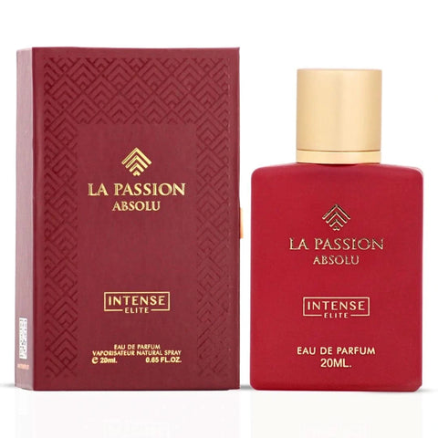 Bundle of three Intense Elite La Passion Blue, La Passion Absolu, and Crave Extreme Eau de Parfum sprays in 20ml bottles.