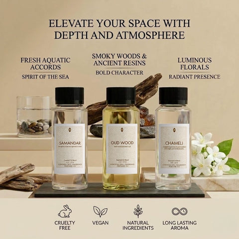 Intense Oud Intense Essential Oils Classic gift set featuring concentrated perfume oils with elegant packaging and multiple oil bottles.