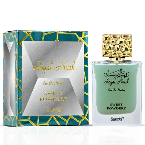 Fayora Oshino and Royal Musk Sweet Powdery Eau de Parfum sprays by Intense Oud, 100ml bottles, with elegant packaging.