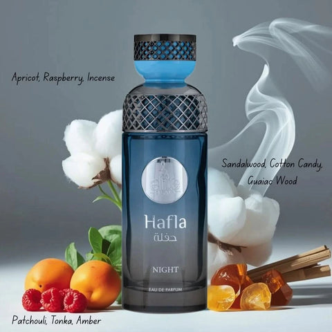 Elite Risala Hafla Night Eau de Parfum spray 200ml bottle, elegant design, showcasing the luxurious fragrance packaging.
