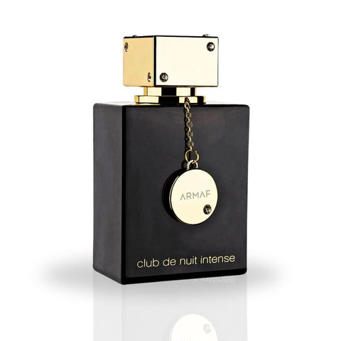 Armaf Club De Nuit Intense Women Eau de Parfum spray in a 105ml bottle with a velvet pouch, showcasing the elegant perfume packaging.
