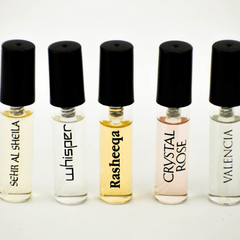 5 SA Sample-Sehr Al Sheila, Whisper, Rasheeqa, Crystal Rose, Valencia - Intense oud