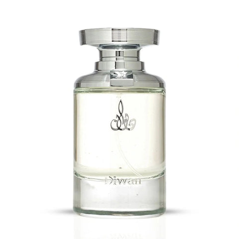 Arabian Oud Diwan Eau de Parfum spray bottle, 100ml, with elegant design and branding, displayed on a neutral background.