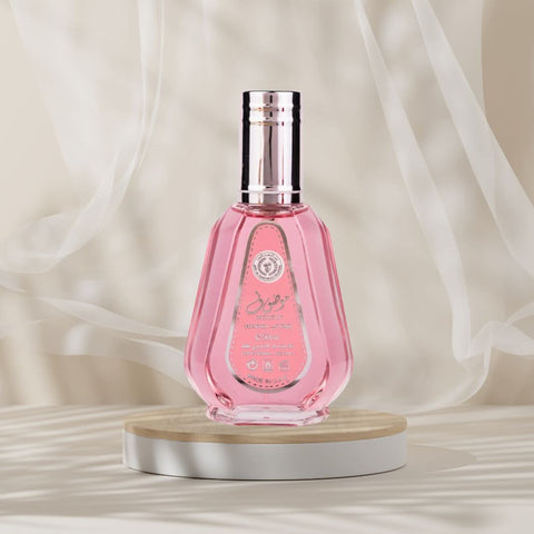 Bundle of two Yara & Mousuf Wardi Eau de Parfum sprays by Ard Al Zaafaran, featuring 50ml bottles with elegant fragrance bottles.