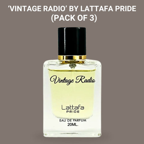 Vintage Radio EDP Spray 20ML (0.6 OZ) By Lattafa Pride | Luxurious Fragrance Miniatures. (PACK OF 3) - Intense Oud