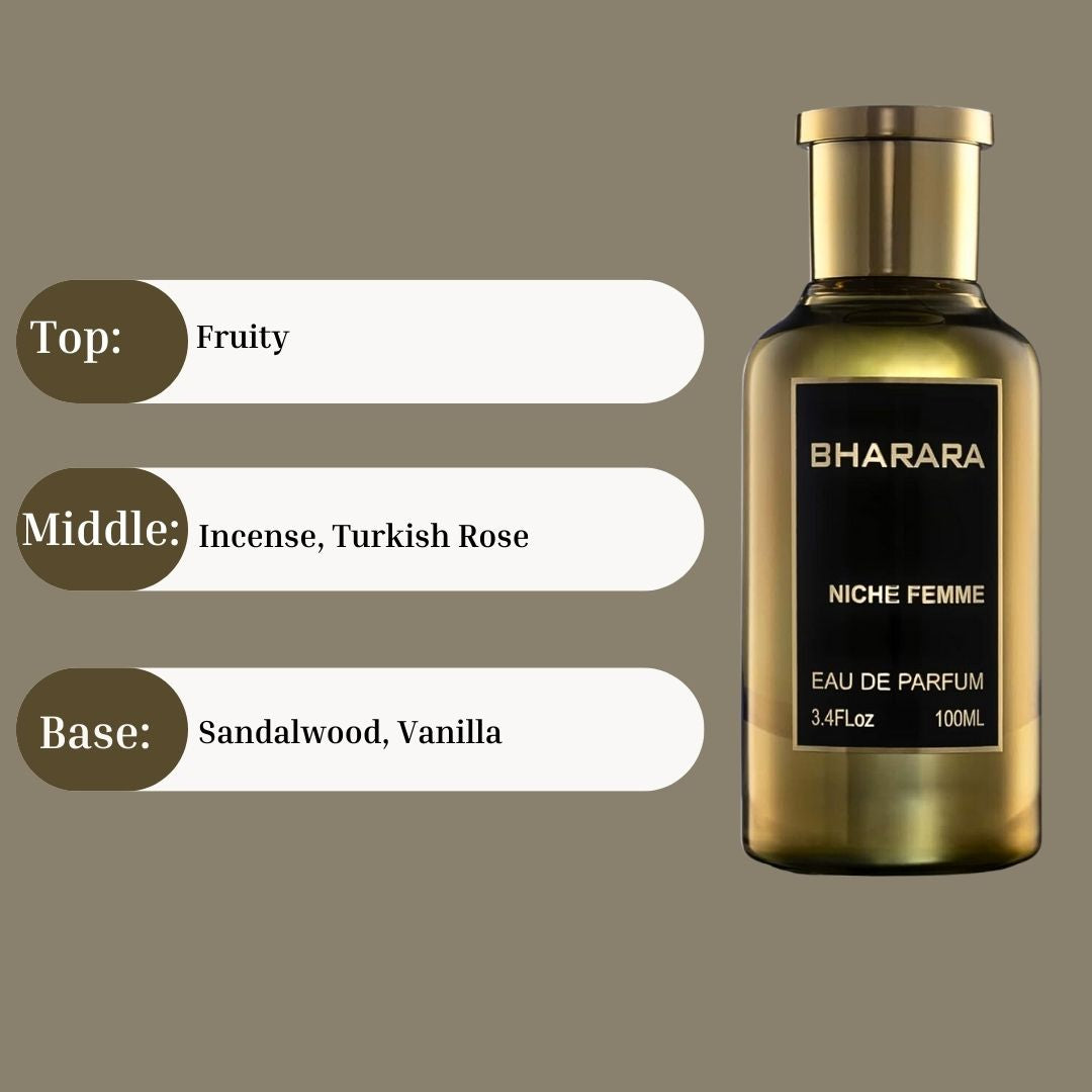 Bharara Niche Femme EDP Spray 100ML (3.4 OZ) by BHARARA | Long Lasting, Fruity, Sensual, Feminine Scents. - Intense Oud
