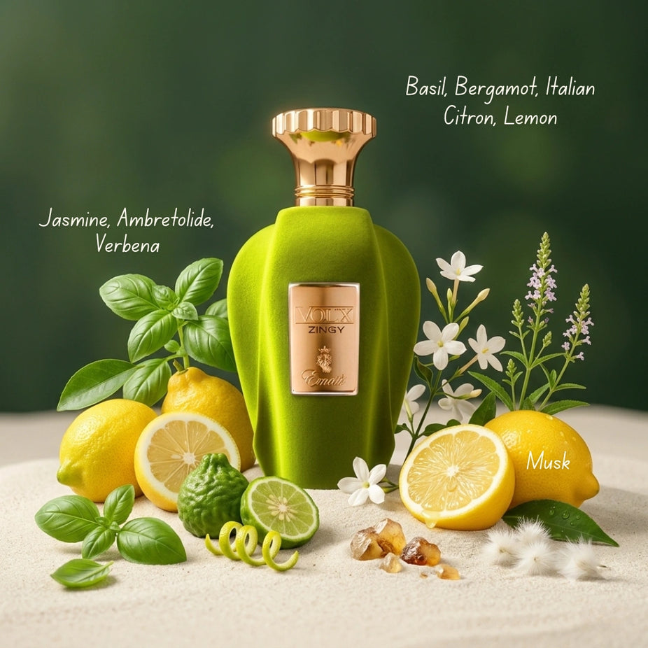 Voux Zingy Eau de Parfum spray by Paris Corner, 100ml bottle with elegant design, showcasing the perfume's sleek packaging.