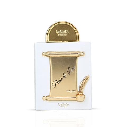 AUCTION Peace & Love Eau de Parfum Spray 100ml (3.4 oz) by Lattafa Pride (Velvet Pouch)