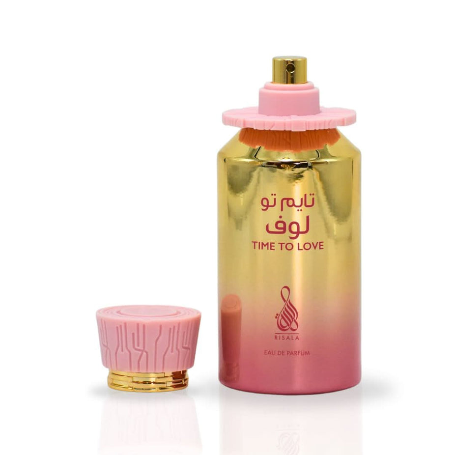 RISALA Time To Love EDP Eau De Parfum 100ML spray bottle, showcasing elegant floral fragrance design.