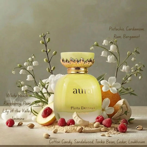 La Fede Aura Pista Dessert Eau de Parfum spray by Khadlaj, 100ml, featuring the elegant fragrance bottle with a sleek design.