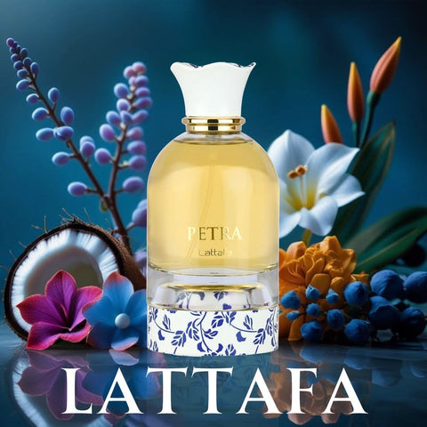 AUCTION Petra Eau de Parfum Spray 100ml (3.4 oz) by Lattafa (Velvet Pouch)