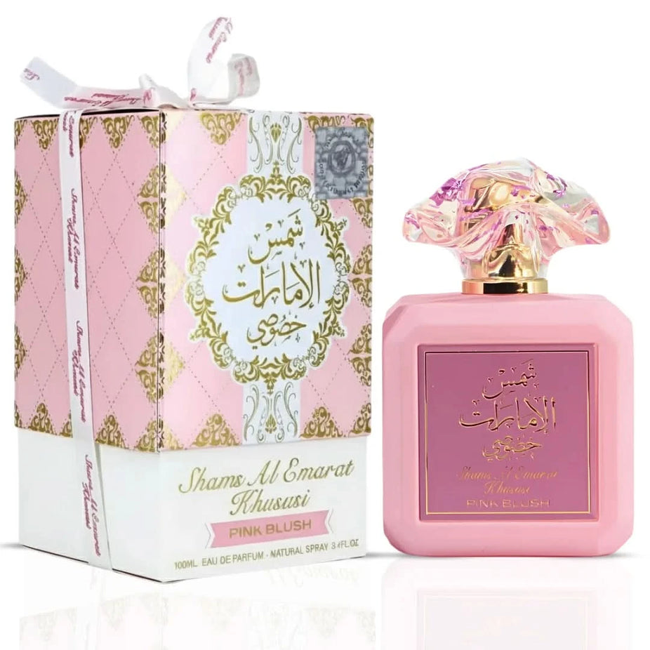 Bundle of Fruity Bliss Eau de Parfum Spray by Elite Risala and Pink Blush Shams Al Emarat by Ard Al Zaafaran, 100ml each.