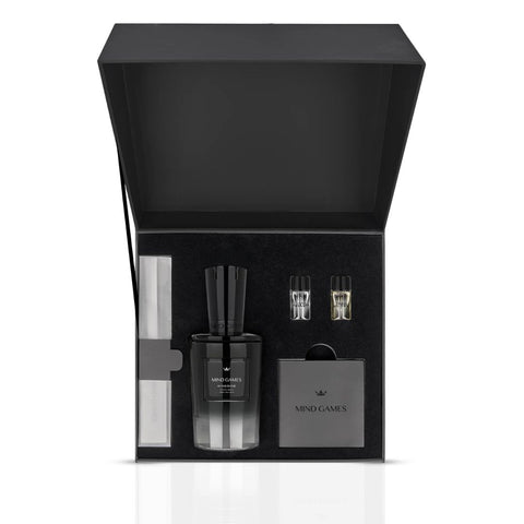 Kingside Extrait de Parfum 100ml by Mind Games, elegant glass bottle of EDP with a sleek design and minimalist label.