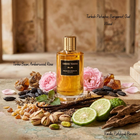 Mancera Ombre Tonka Eau de Parfum spray bottle, 60ml, with elegant packaging and ombré design, showcasing luxury fragrance.