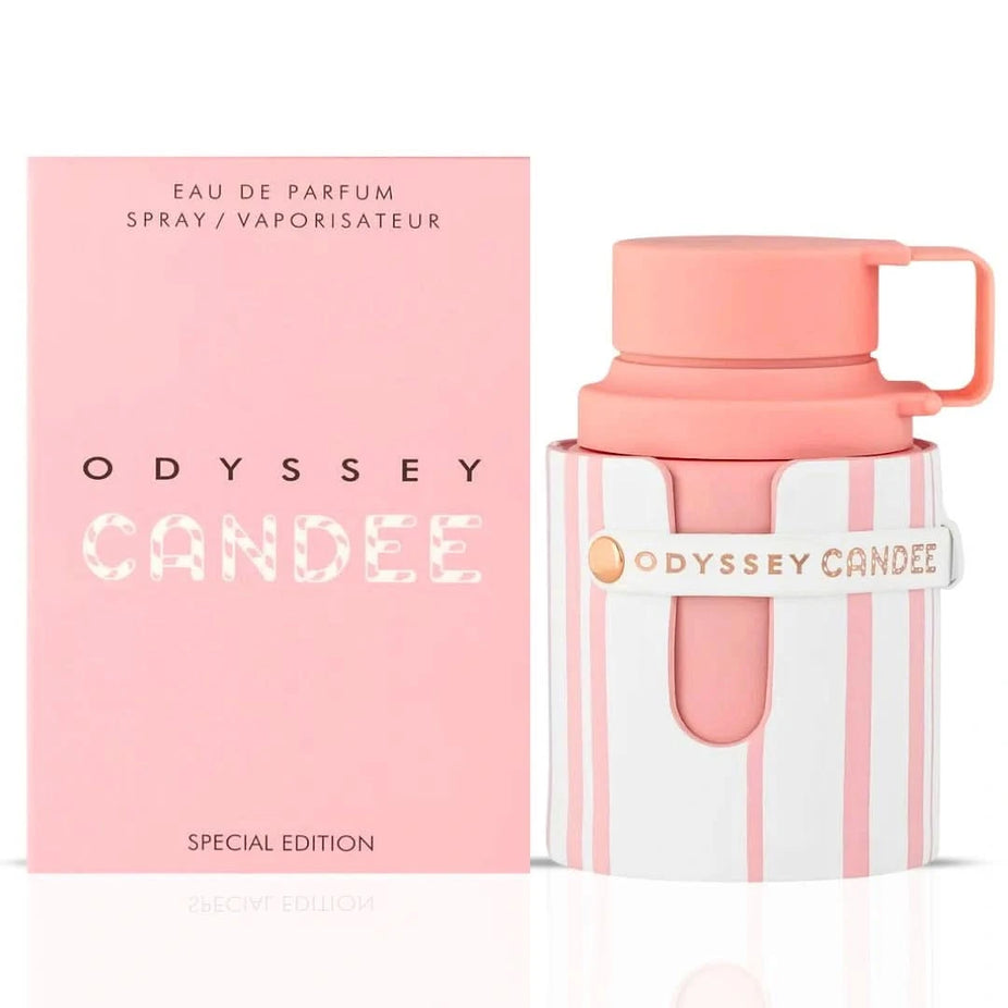 Bundle of three 100ml Eau de Parfum sprays including Yara Candy by Lattafa, Odyssey Candee by Armaf, and Candelicious by Risala, by Intense Oud.