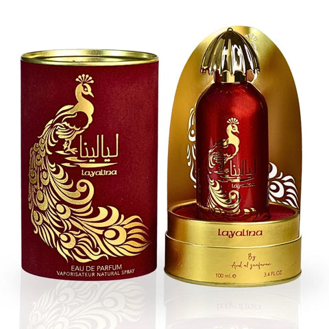 Layalina Eau De Parfum spray by Ard Al Zaafaran in a 100ML bottle, featuring a luxurious, captivating fragrance.