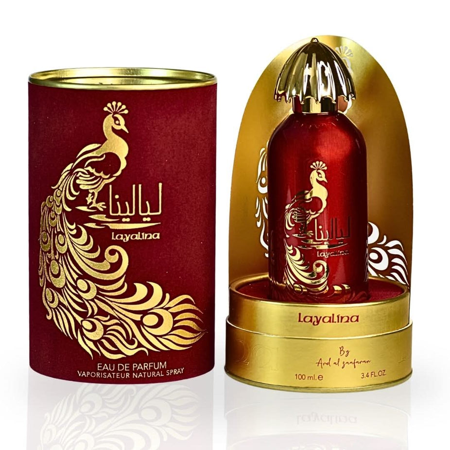 Layalina Eau De Parfum spray by Ard Al Zaafaran in a 100ML bottle, featuring a luxurious, captivating fragrance.