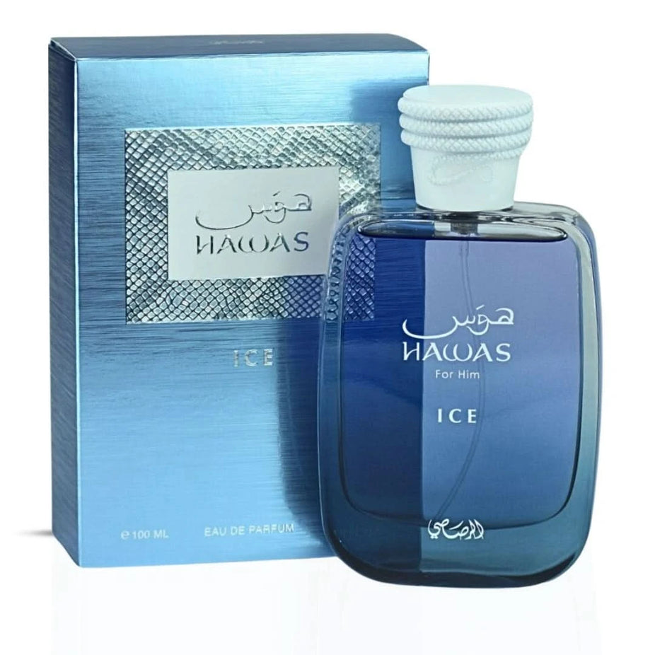 Rasasi Hawas Eau de Parfum sprays bundle with four 100ml bottles, showcasing elegant bottles with intricate designs.