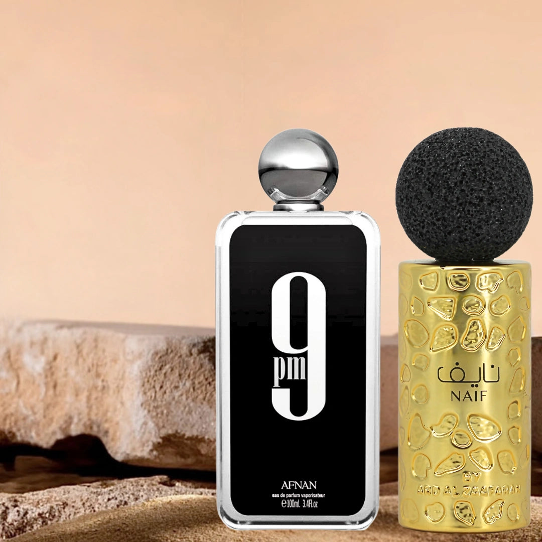 9PM for Men by Afnan & Naif by Ard Al Zaafaran – Eau de Parfum Sprays 100ml (3.4 oz) | An Elevated Duo — Sweet Intensity Meets Aromatic Charm. (Bundle) - Intense Oud