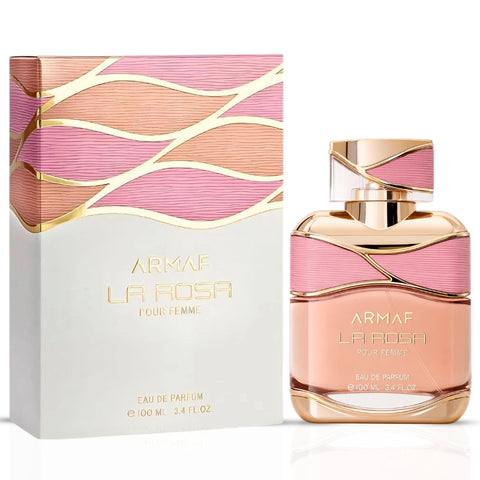 Armaf El Cielo La Rosa Pour Femme and La Rosa Gold Edition Eau de Parfum spray bundle, 100ml bottles, elegant fragrance packaging