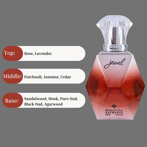 Jewel EDP Spray 100ML (3.4 OZ) by Bonanza Satrangi | Long Lasting, Floral, Oudy, Woody, Luxurious Fragrance. - Intense Oud