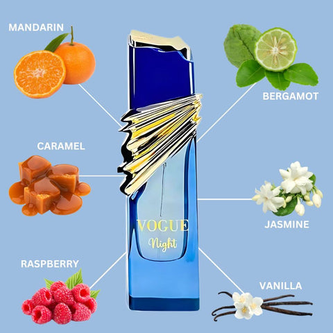 Maison Alhambra Vogue Night Eau de Parfum spray 100ml display with elegant bottle and packaging.