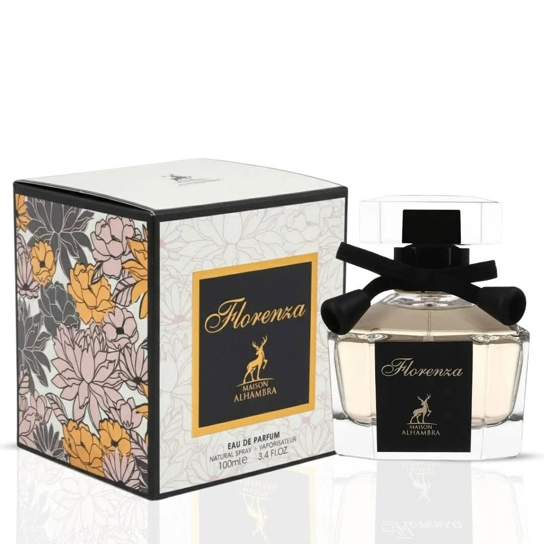 Maison Alhambra Jubilant Rose & Florenza Eau de Parfum Bundle with two 100ml spray bottles featuring floral fragrance.