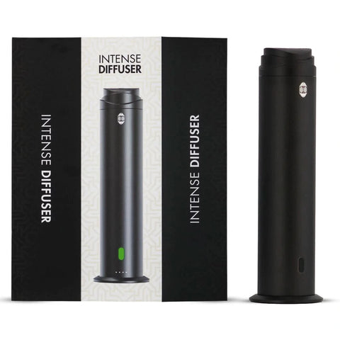 Intense Oud Black Aromatherapy Diffuser with remote, 120ml capacity, adjustable mist, timer, for home, office, or hotel use.