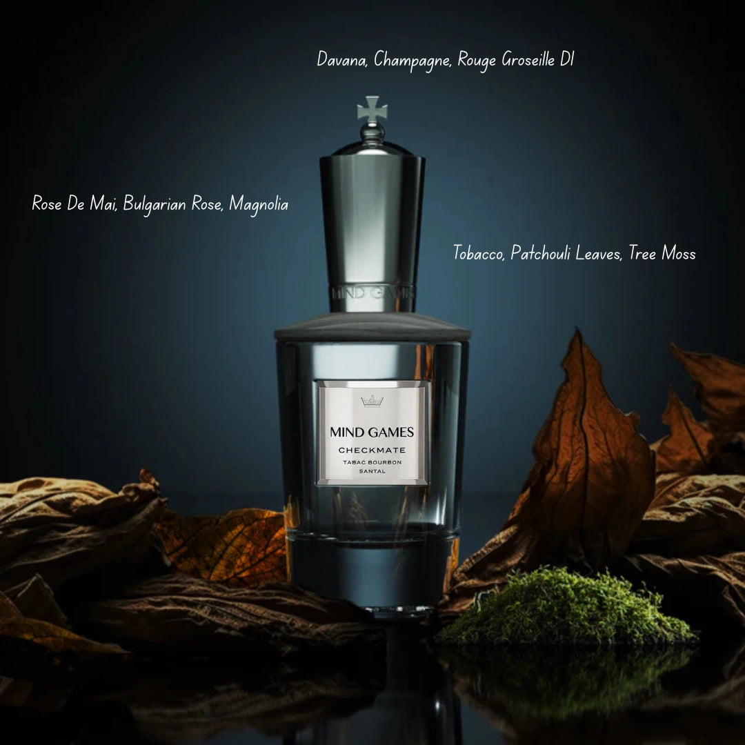 Checkmate Extrait de Parfum spray by Mind Games, 100ml EDP bottle with sleek design and elegant packaging.