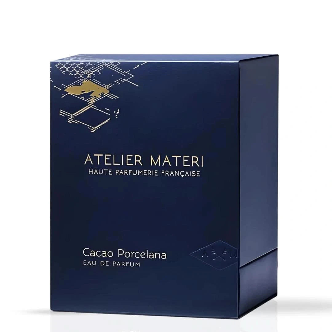 Atelier Materi Cacao Porcelana Eau de Parfum spray bottle, 100ml, with elegant packaging and branding visible.