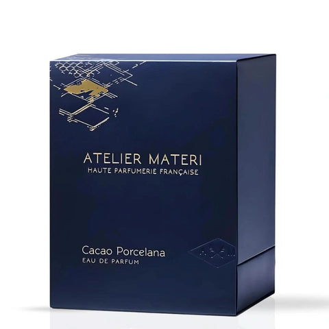 Atelier Materi Cacao Porcelana Eau de Parfum spray bottle, 100ml, with elegant packaging and branding visible.