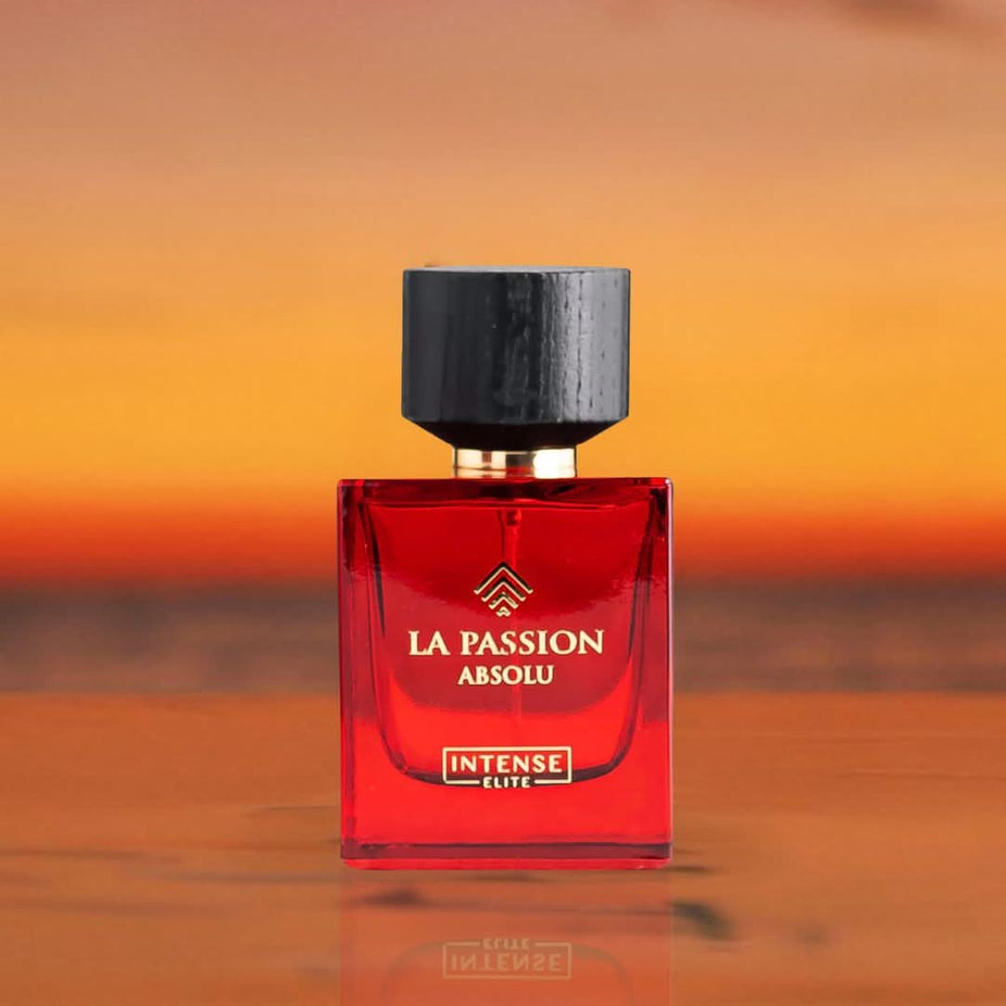 Bundle of Yara by Lattafa and La Passion Absolu by Intense Elite Eau de Parfum sprays in 100ml bottles, featuring elegant perfume bottles.
