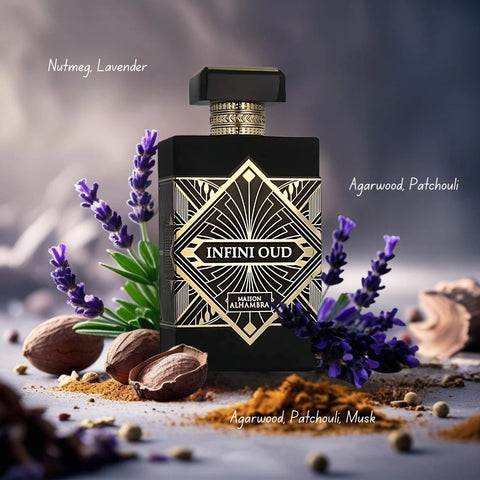 Infini Oud Eau de Parfum Spray 100ml (3.4 oz) by Maison Alhambra | The Alchemy of Power & Refinement - Intense Oud