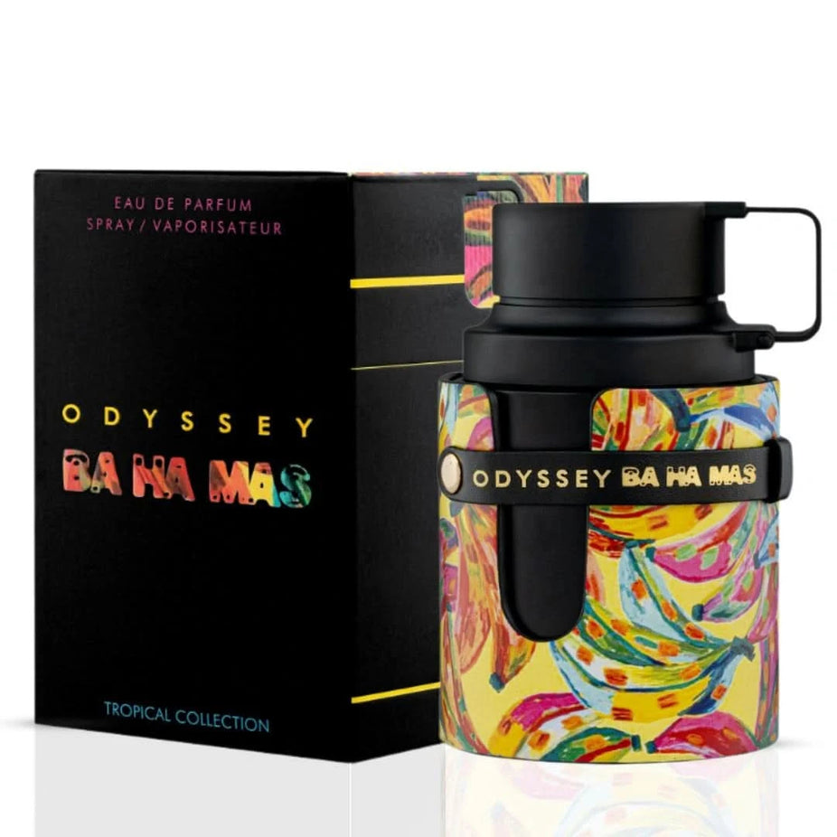 Odyssey Go Mango & Ba Ha Mas Eau de Parfum bundle by Armaf, 100ml spray bottles featuring vibrant, fruity and floral scents.
