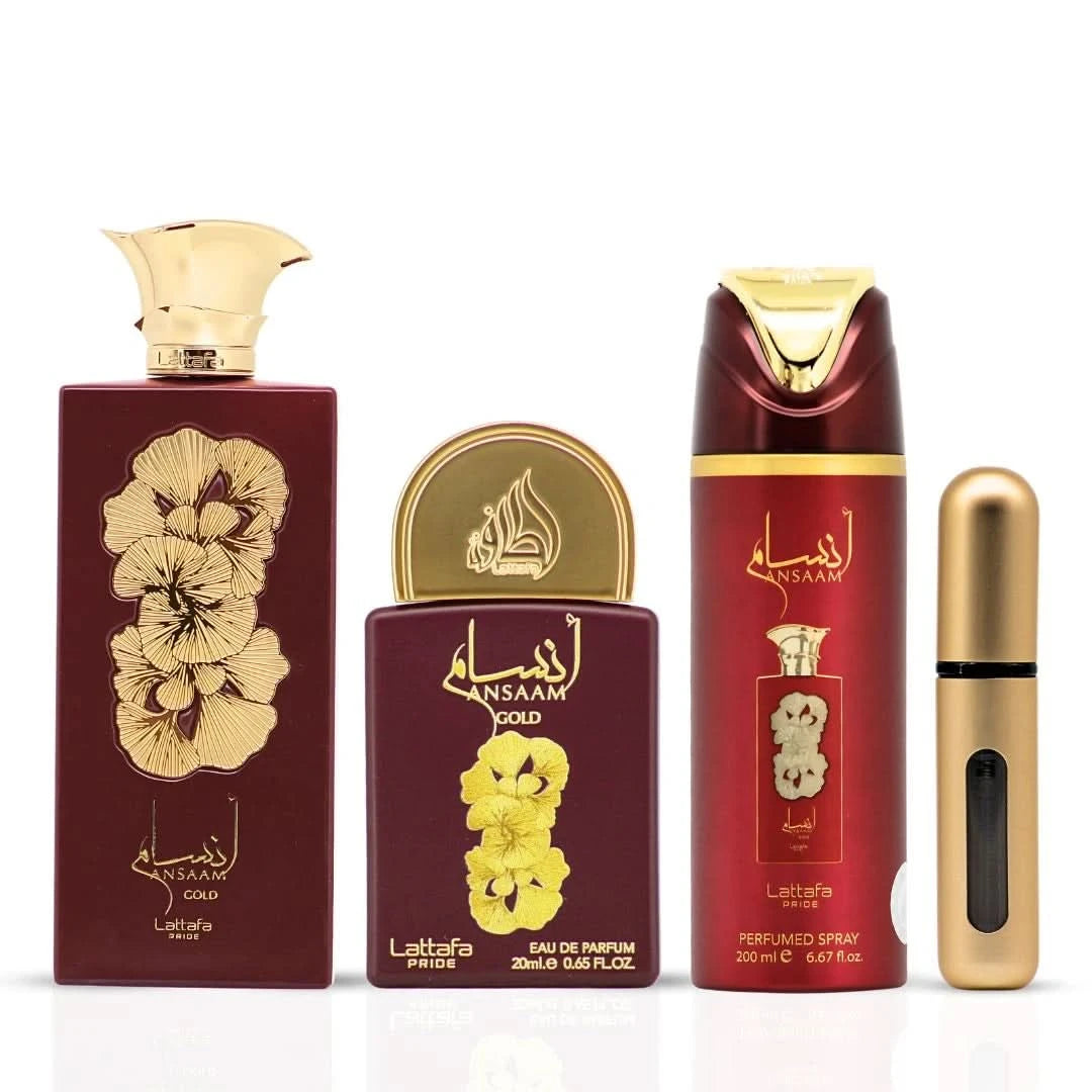 Ansaam Gold 3-Piece Perfume Gift Set by Lattafa Pride (Gift Set) Ansaam Gold 3-Piece Perfume Gift Set by Lattafa Pride (Gift Set)