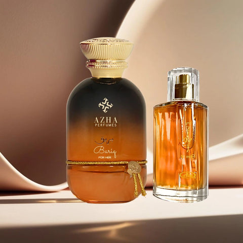 Bariq Eau de Parfum Spray 100ml (3.4 oz) by Azha & Choco Musk 50ml (1.7 oz) by Al Rehab | Bright, Juicy Notes Melt into Rich, Chocolatey Warmth for a Blissful Duo (Bundle) - Intense Oud