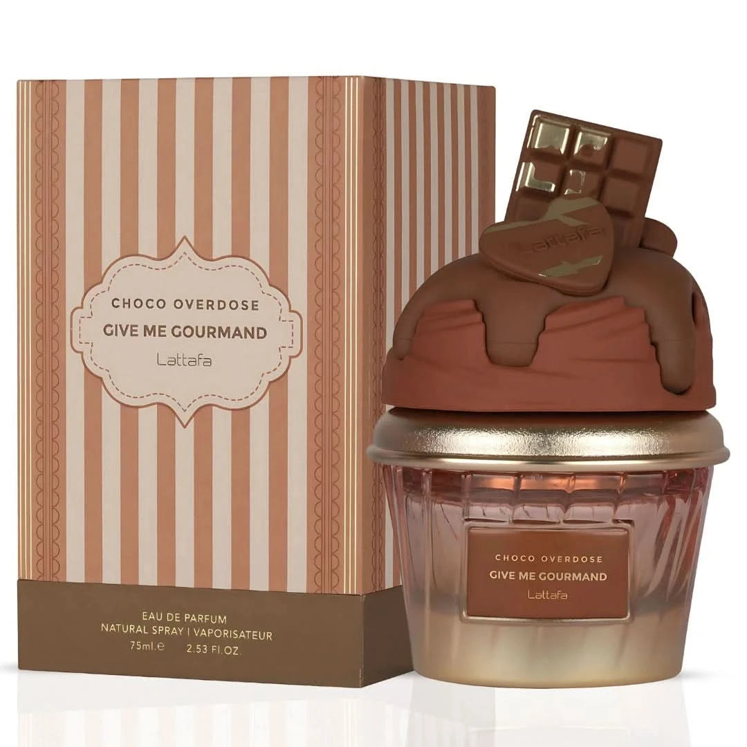 Lattafa perfume bundle with Vanilla Freak, Choco Overdose, and Whipped Pleasure Eau de Parfum sprays, 75ml each, featuring elegant bottles.