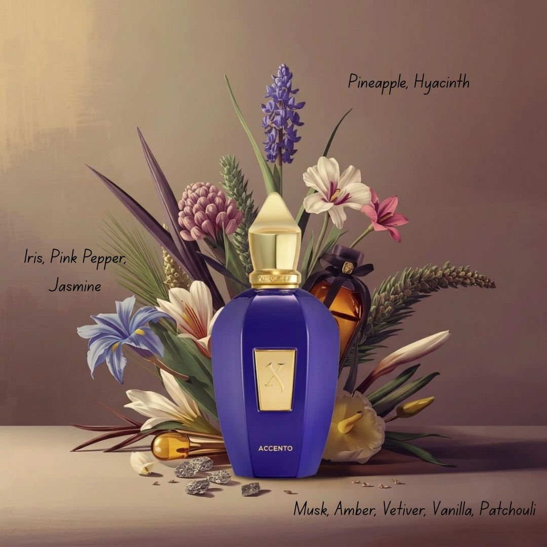 Xerjoff Accento Eau de Parfum Spray 100ml bottle with elegant packaging and fragrance details.
