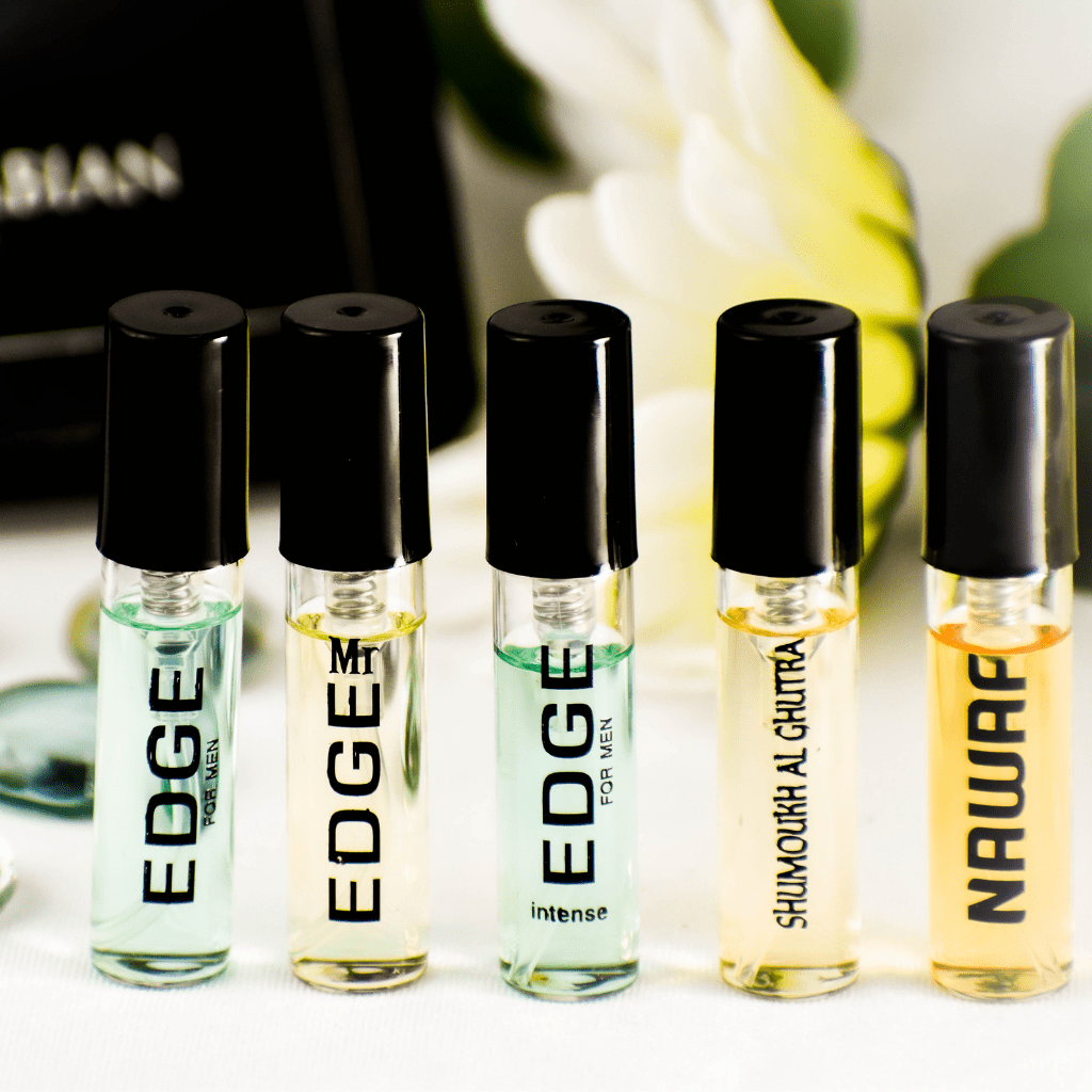5 SA Sample - Edge Men, Mr.Edge, Edge Intense Men, Shumoukh Al Shutra, Nawaf - Intense oud