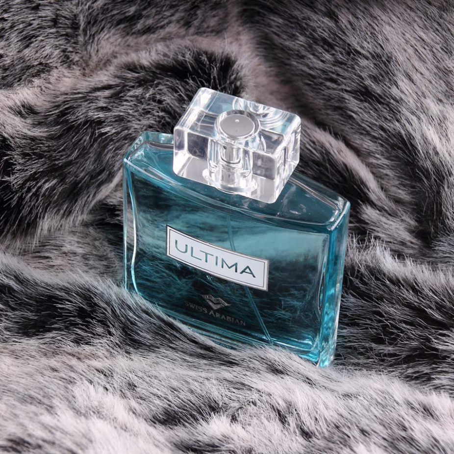 Swiss Arabian Ultima for Men EDP 100ml bottle, showcasing sleek glass packaging and elegant perfume design.