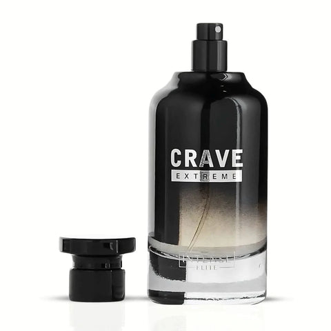 Intense Elite Crave Extreme Eau de Parfum spray 100ml with velvet pouch, elegant bottle with gold accents and floral design
