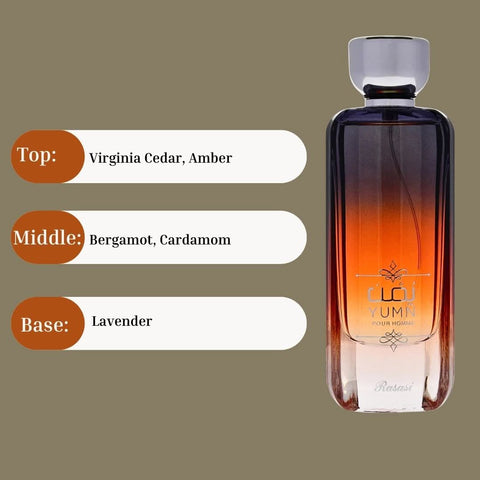 Yumn Pour Homme EDP Spray 100ML (3.38 OZ) by Rasasi | Long Lasting, Warm Spicy, Refreshing, Luxurious Masculine Scent. - Intense Oud