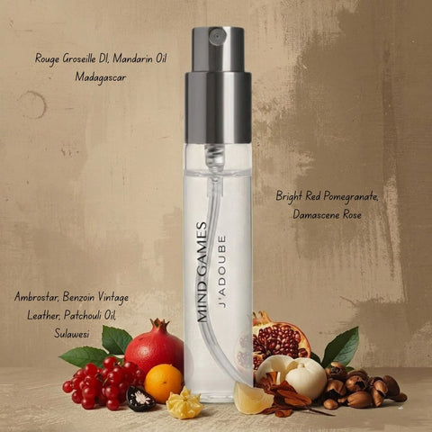 Mind Games J’Adoube Travel Trio collection with three 7.5ml bottles of game components or liquids in small containers.